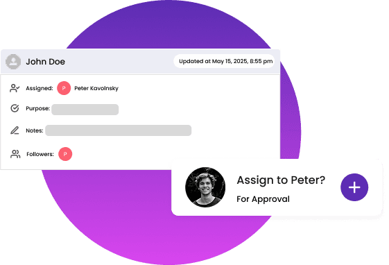 Interface showing user assignment and follower options for a task in a project management tool