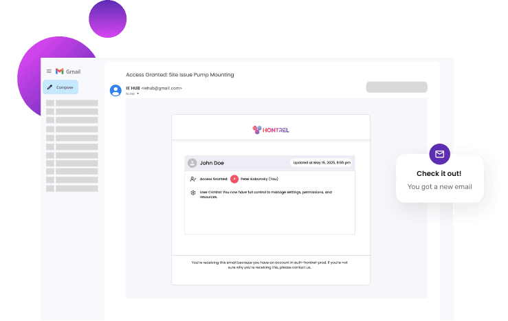 Email inbox showing a notification alert for a newly assigned task